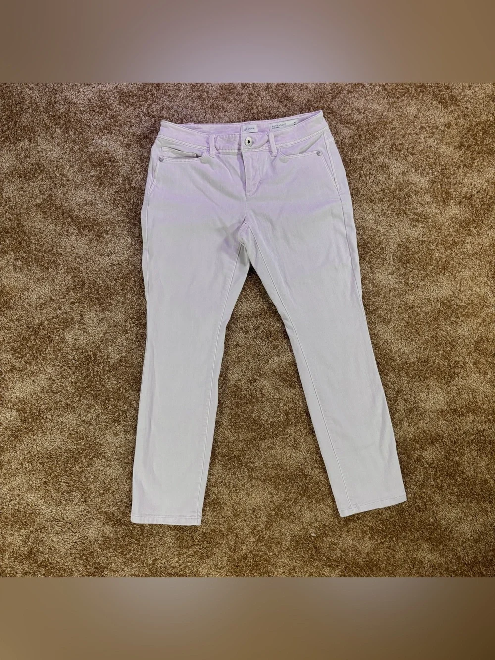 J. Jill Authentic Fit Slim Ankle Jeans Women’s Petite 2‎ Light Grey Blush Pink